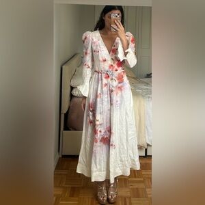 Zimmermann Crush Floral Linen Midi Dress